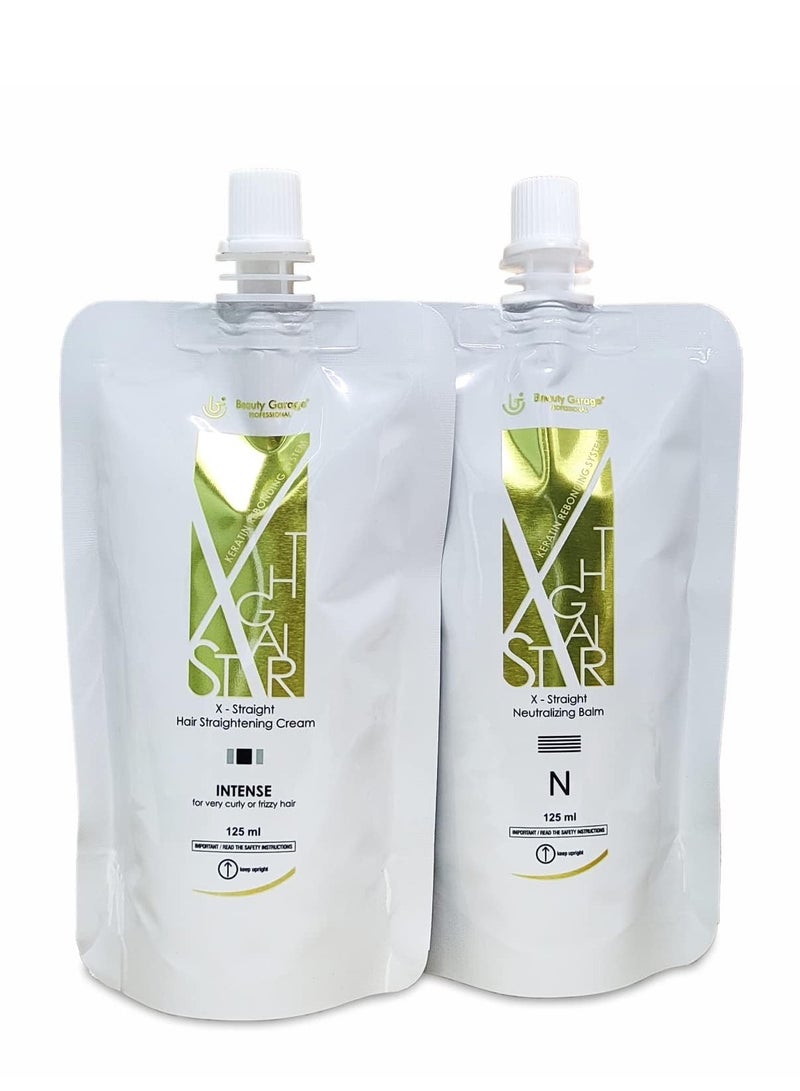 Beauty Garage X-Straight Hair Straightening Cream Set (Intense Cream + Neutralizing Cream) 125ml each