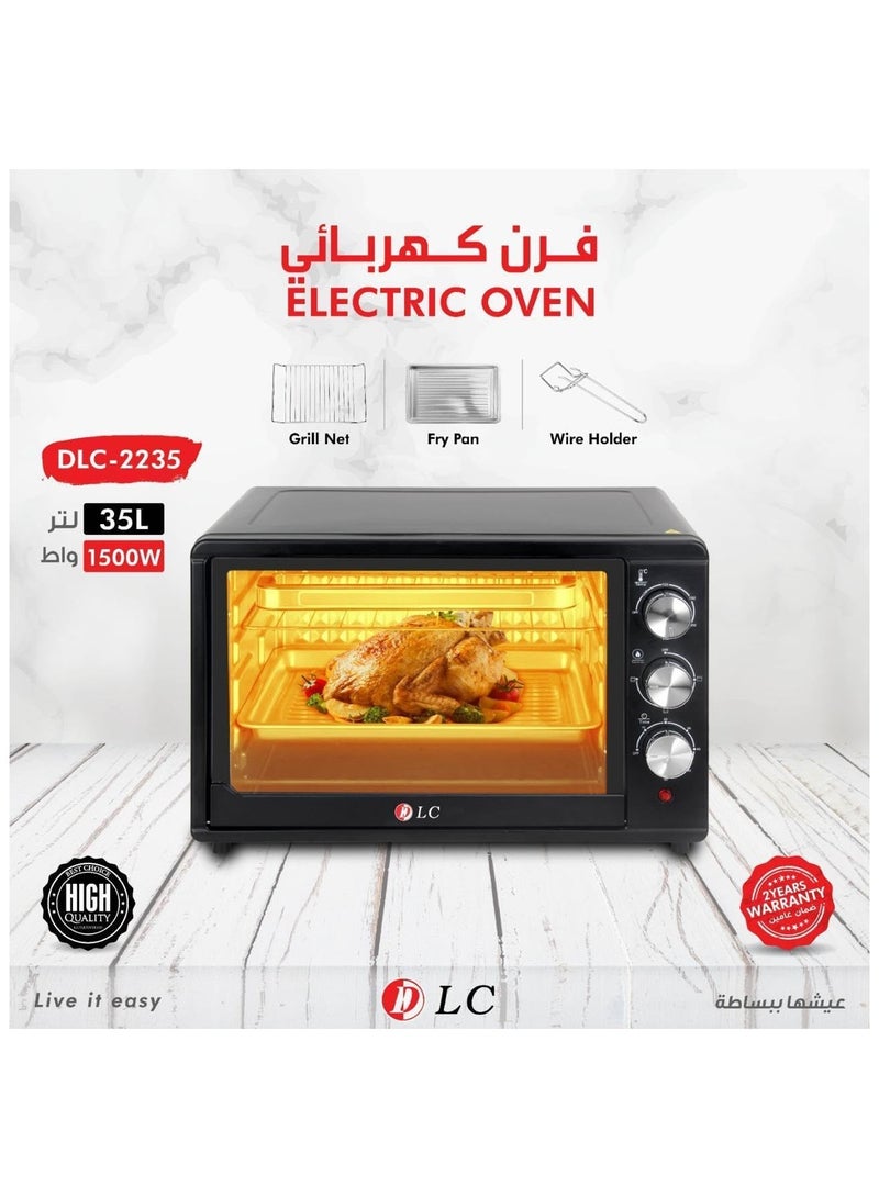 DLC 1500W Electric Oven 35 Liter Capacity, Black - DLC-2235