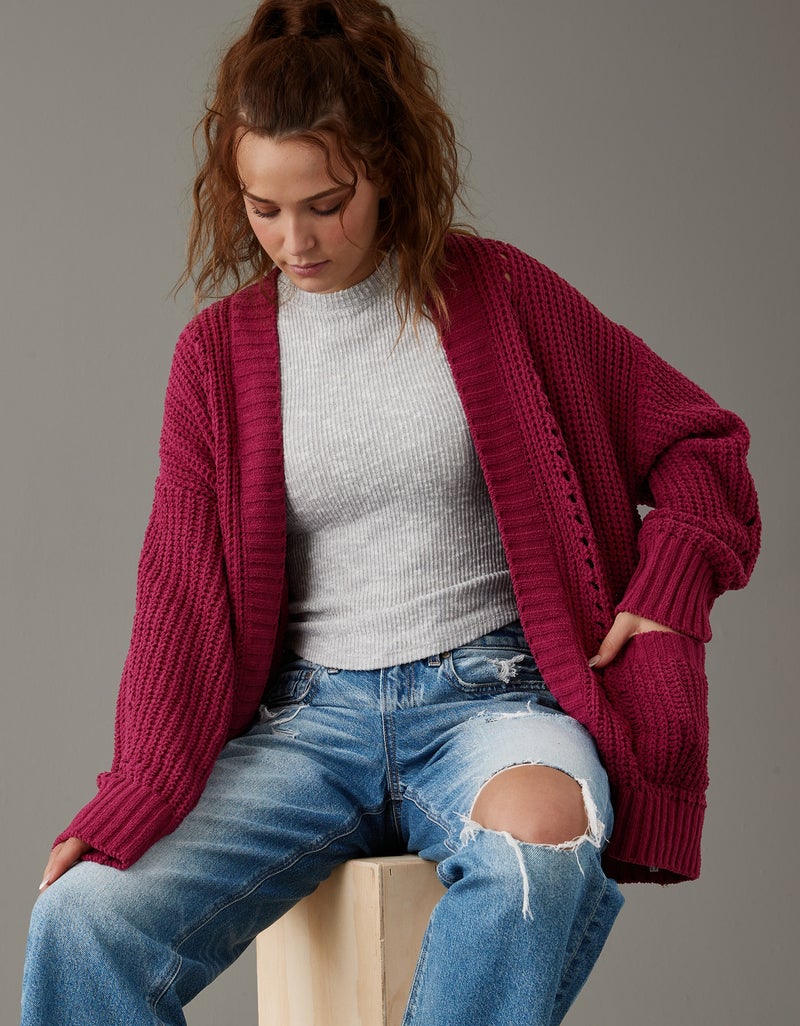 Open Chenille Cardigan