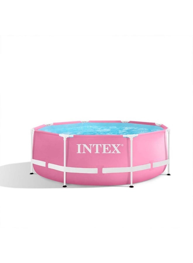 2.44M X 76Cm Pink Metal Frame Pool Set