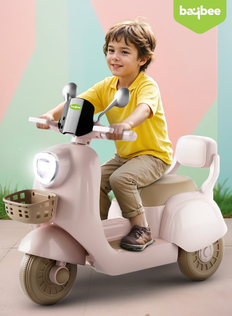 Baybee Lola Battery Operated Bike for Kids Ride on Toy Baby Bike Scooty with Light, Music, Storage, Kids Bike Rechargeable Battery Bike Electric Bike for Kids to Drive 1 to 4 Years Boy Girl Pink