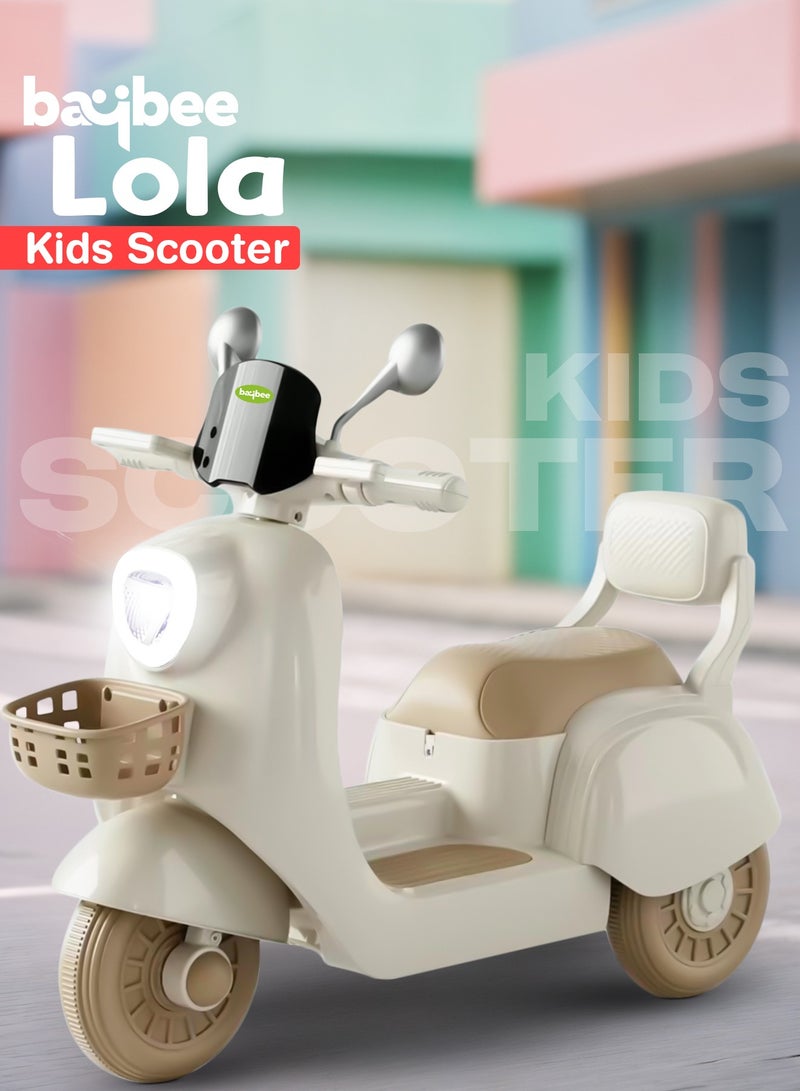 Baybee Lola Battery Operated Bike for Kids Ride on Toy Baby Bike Scooty with Light, Music, Storage, Kids Bike Rechargeable Battery Bike Electric Bike for Kids to Drive 1 to 4 Years Boy Girl White