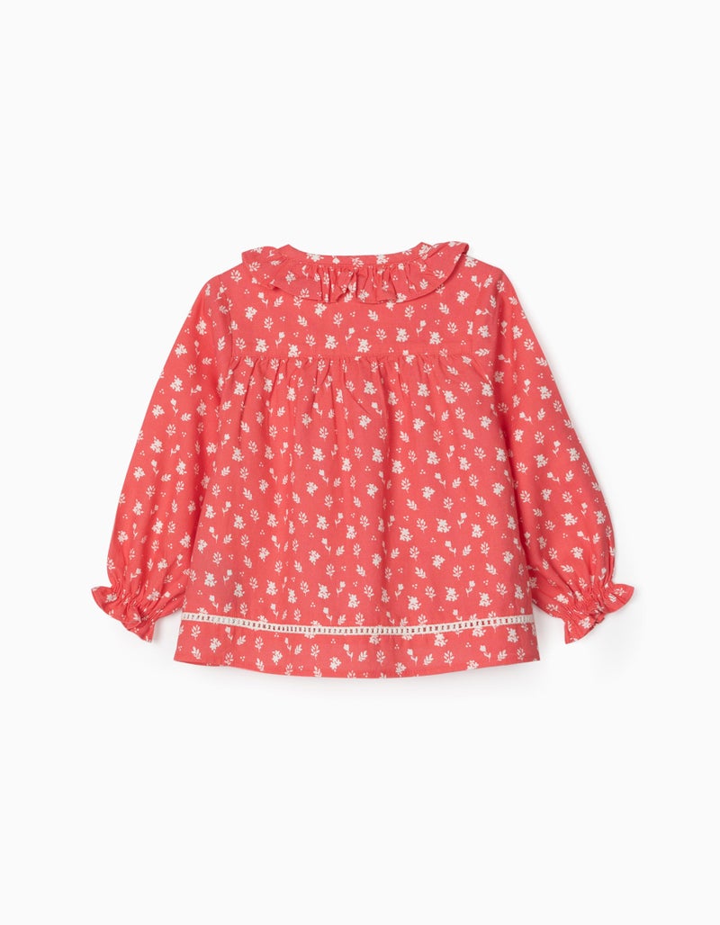 Floral Shirt for Baby Girls, Coral