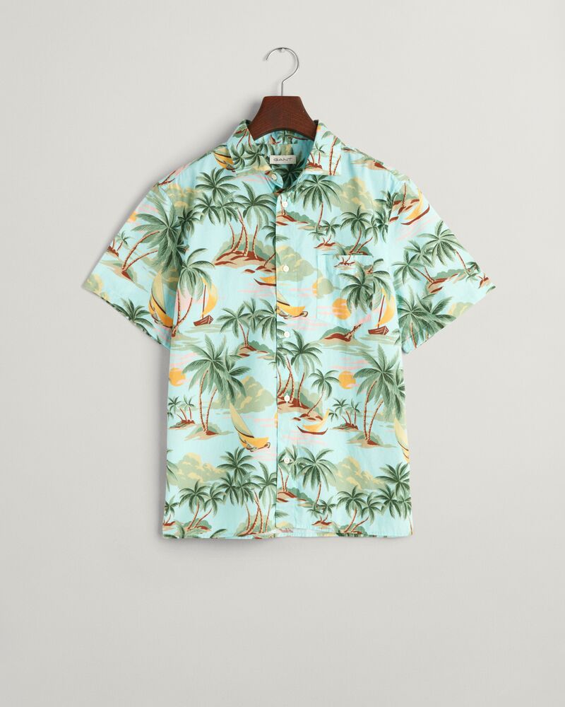 Gant Teens Palm Print Cotton Short Sleeve Shirt