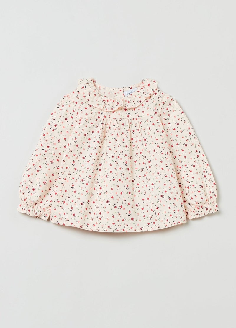 Ovs Baby Girl Cotton Blouse With Small Flowers Print