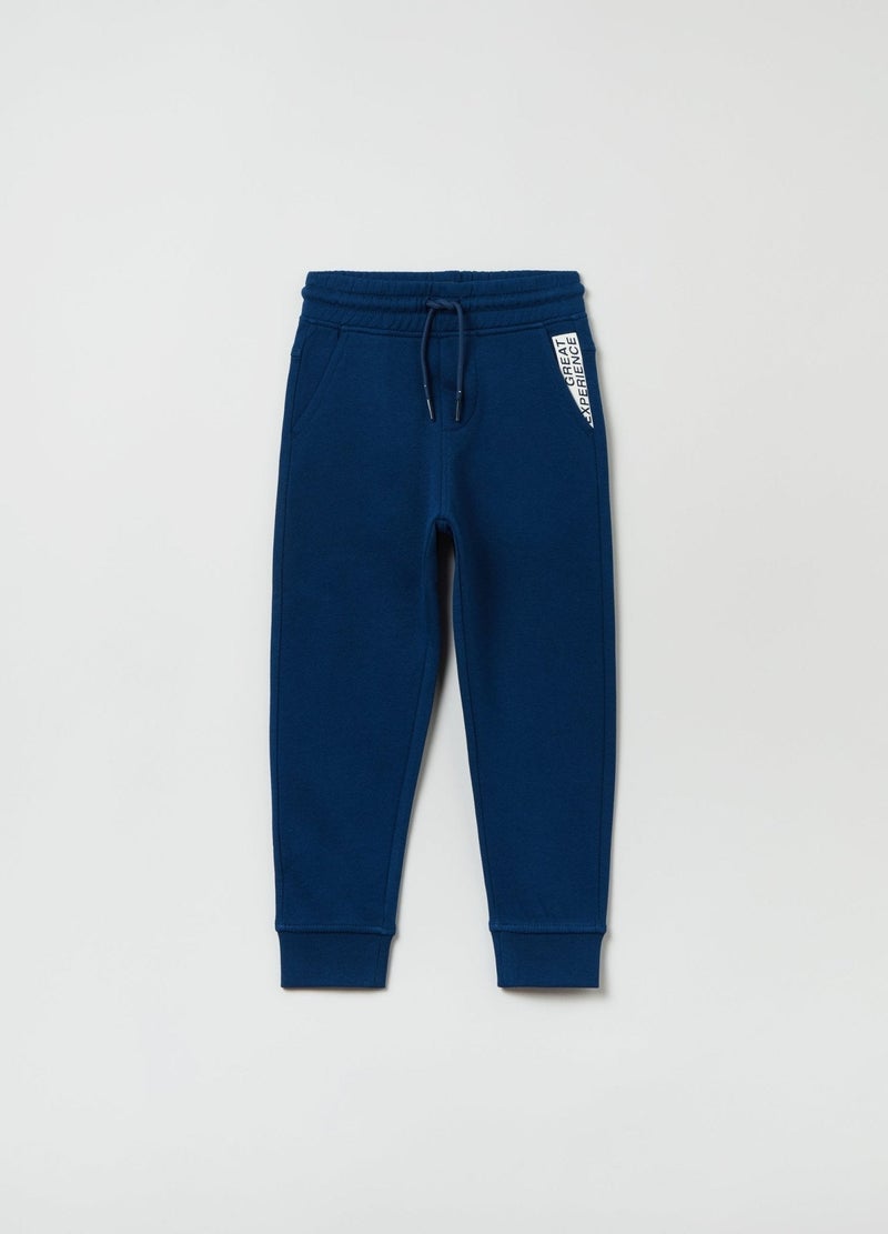 Ovs Boys Fleece Joggers With Drawstring And Print