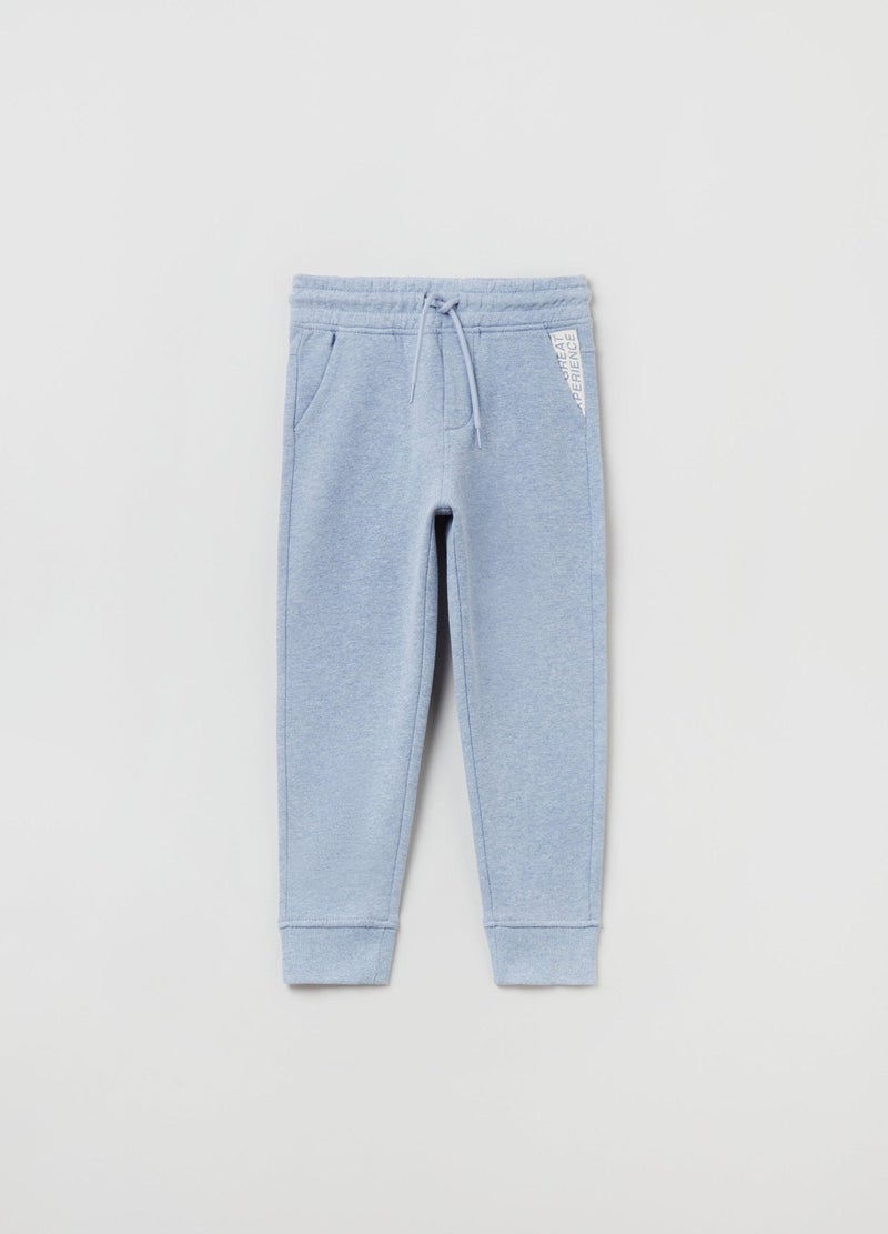 Ovs Boys Fleece Joggers With Drawstring And Print