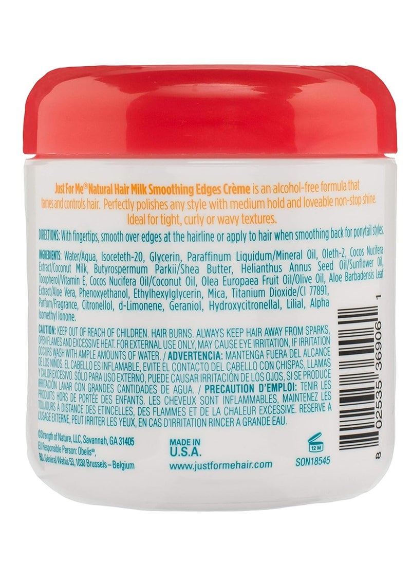 Just For Me Natural Hair Milk Smoothing Edges Creme, Tames Edges & Adds Shine, With Coconut Milk, Shea Butter, Vitamin E & Sunflower Oil, 6 Ounce 170g