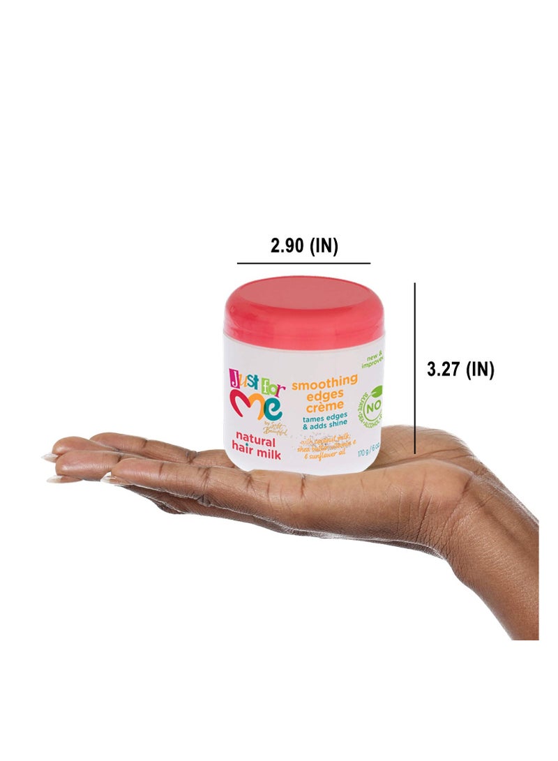 Just For Me Natural Hair Milk Smoothing Edges Creme, Tames Edges & Adds Shine, With Coconut Milk, Shea Butter, Vitamin E & Sunflower Oil, 6 Ounce 170g