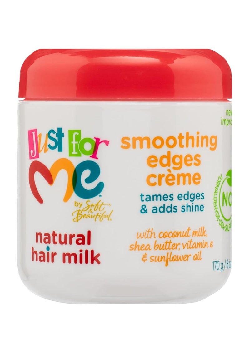 Just For Me Natural Hair Milk Smoothing Edges Creme, Tames Edges & Adds Shine, With Coconut Milk, Shea Butter, Vitamin E & Sunflower Oil, 6 Ounce 170g