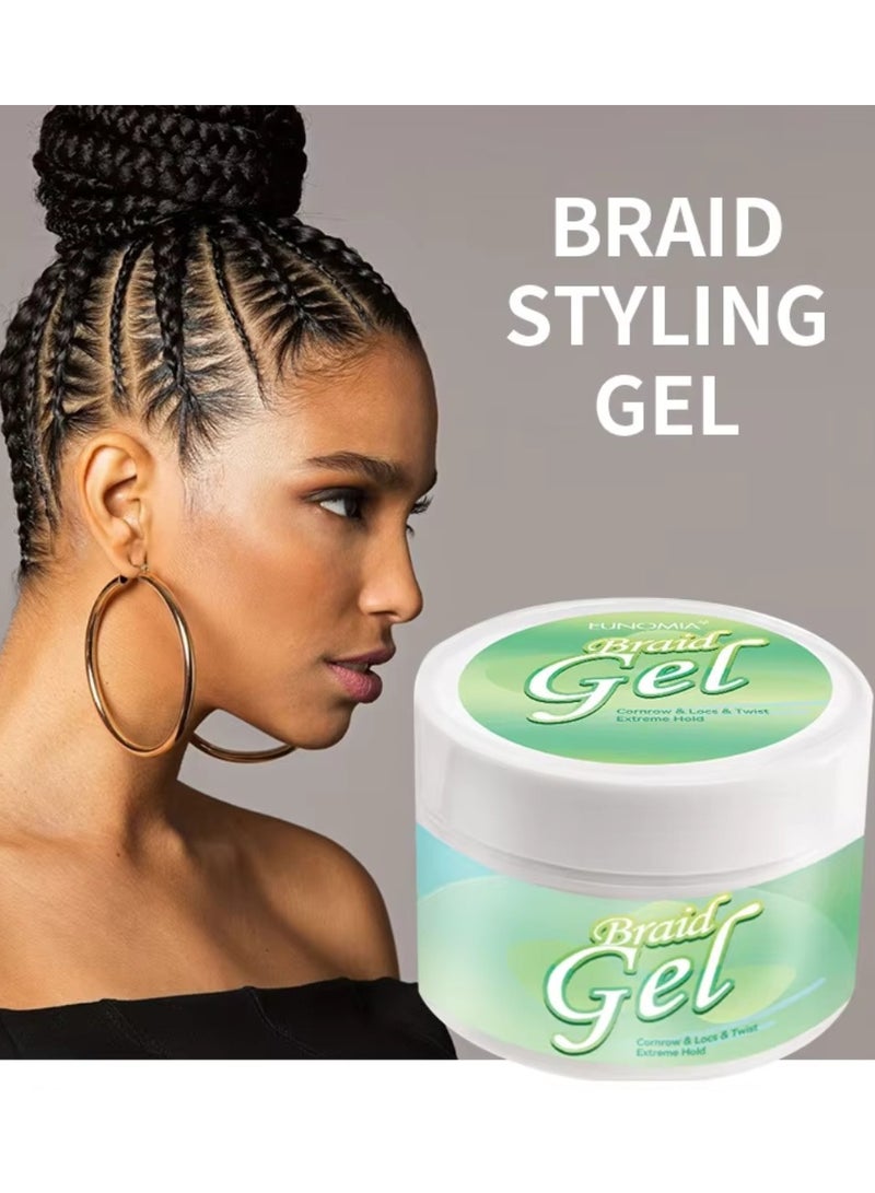 250ml Braid Gel Extreme Hold Braid Gel for Cornrow Locks and Twist Braid Styling Gel with Argan Oil and Castor Oil Edge No Flake Extra Hold High Shine Braiding Gel Edge Control Hair Styling Gel