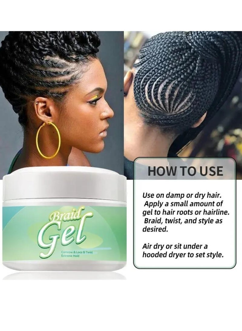 250ml Braid Gel Extreme Hold Braid Gel for Cornrow Locks and Twist Braid Styling Gel with Argan Oil and Castor Oil Edge No Flake Extra Hold High Shine Braiding Gel Edge Control Hair Styling Gel