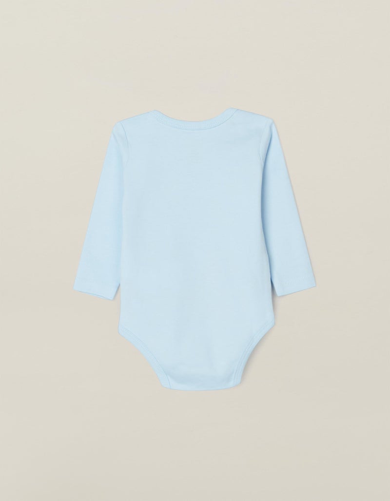 5 Long Sleeve Bodysuits for Baby Boys, Blue