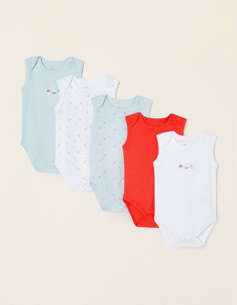 Zippy Pack 5 Cotton Bodysuits for Babies and Newborns Boats