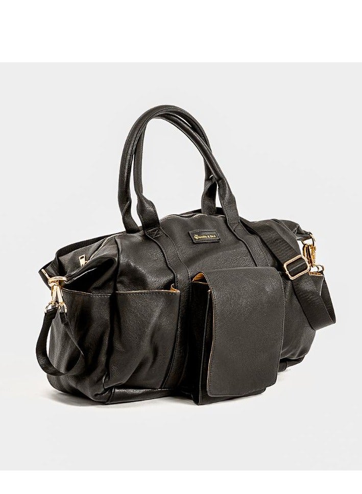 Bumble & Bird - Vegan Leather Satchel Diaper Bag - Black