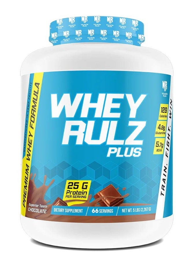 Musclerulz, Whey Rulz Plus, Protein, 5LB, Chocolate, 66 Servings