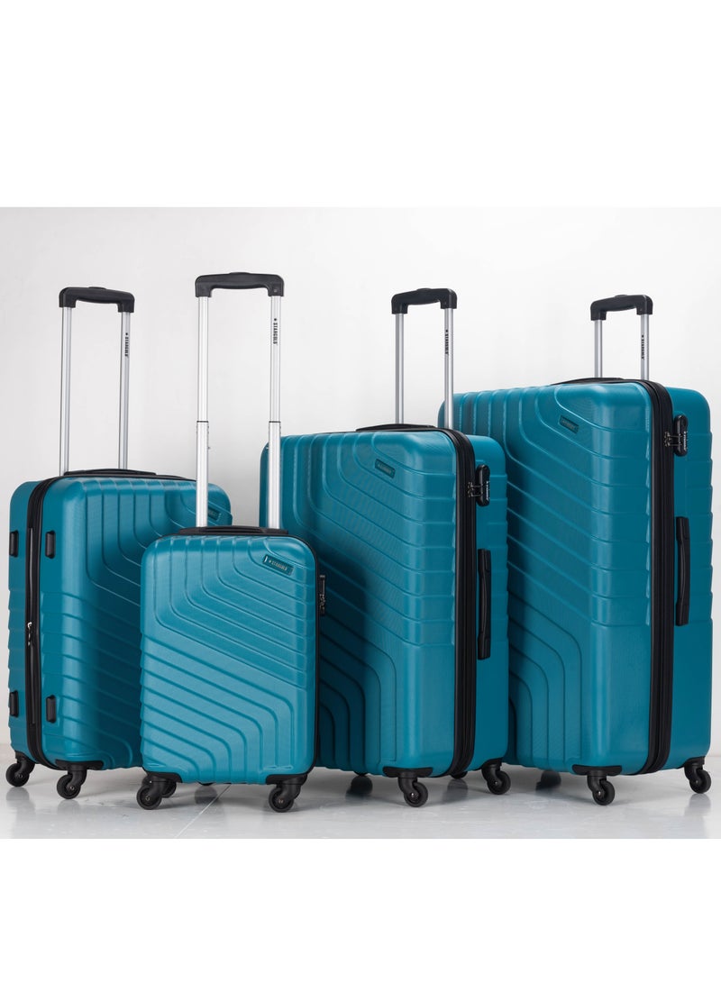 4 Pack Of Hardside Spinner Number Locked Luggage Trolley