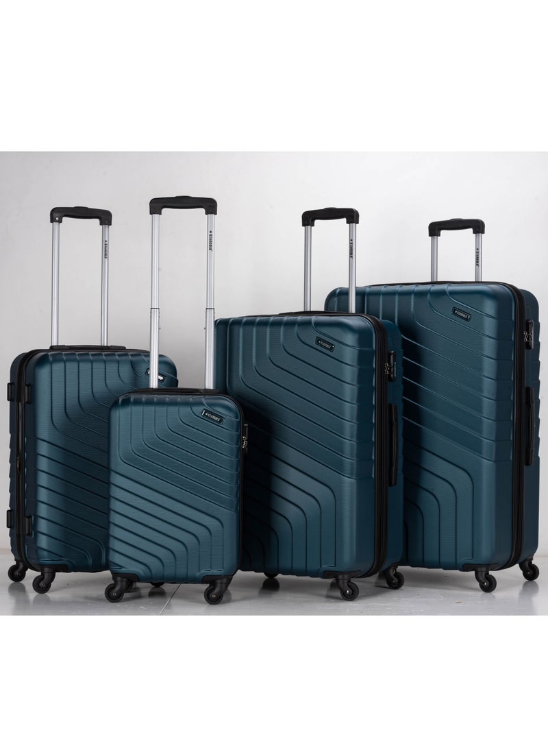 4 Pack Of Hardside Spinner Number Locked Luggage Trolley