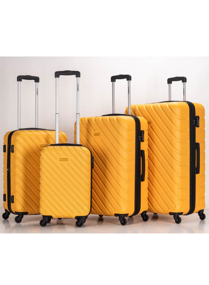 4 Pack Of Hardside Spinner Number Locked Luggage Trolley