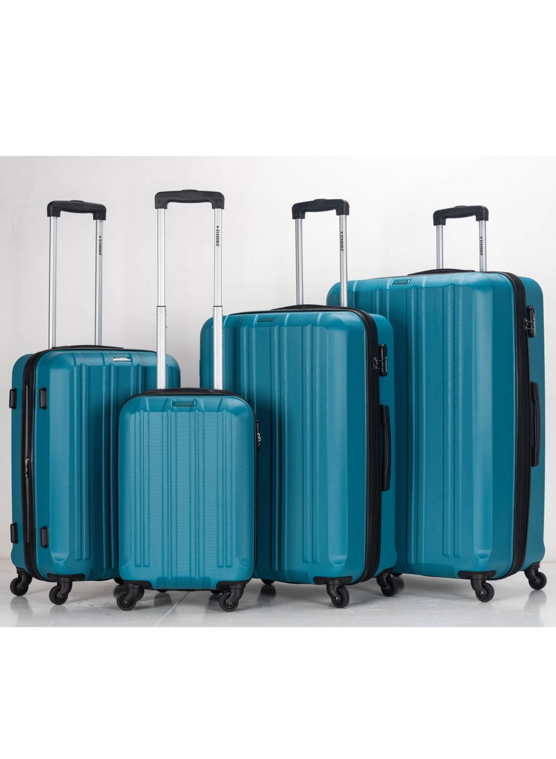 4 Pack Of Hardside Spinner Number Locked Luggage Trolley