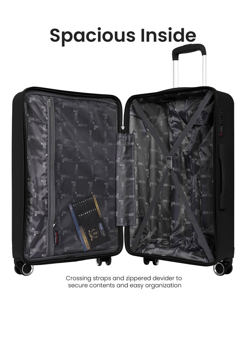 Polypropylene Hard side Spinner Luggage Trolley 24 Inch Black