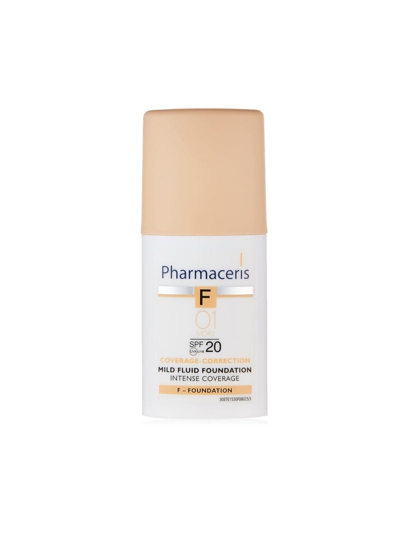 PHARMACERIS INENSE COVERAGE MILD FOUNDATION FLUID 01 IVORY SPF 20 30 ML