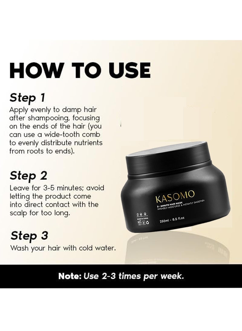 KASOMO Anti-Dandruff Shampoo 250 ml & Hair Dry Repair Mask 250ml, Deeply Moisturizing Nourishing Hair Stronger, Thicker and Healthier with Natural Ingredients