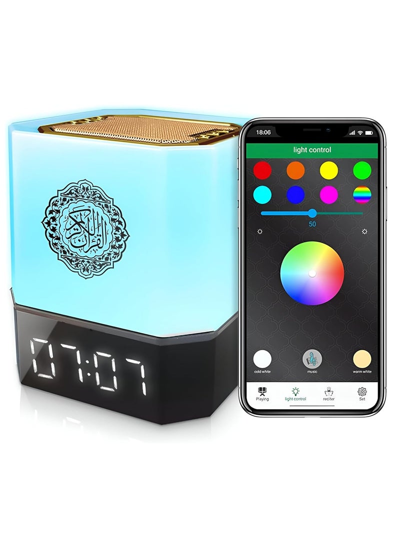 HOUMT Quran Speaker AZAN MP3 Player Touch Lamp Bluetooth Quran Speaker, Remote and APP Control Kids Night Light Speaker Eid Mubarak hajj Gift, Full Recitations Famous Imams and Quran Translation