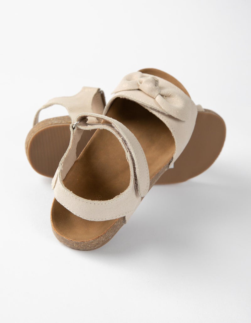 Suede Sandals with Bow for Girls, Beige