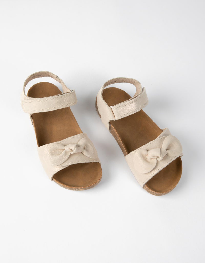 Suede Sandals with Bow for Girls, Beige