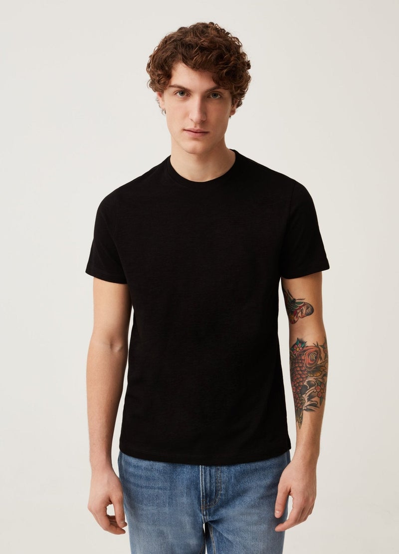 Ovs Round-Neck T-Shirt In Jersey Slub