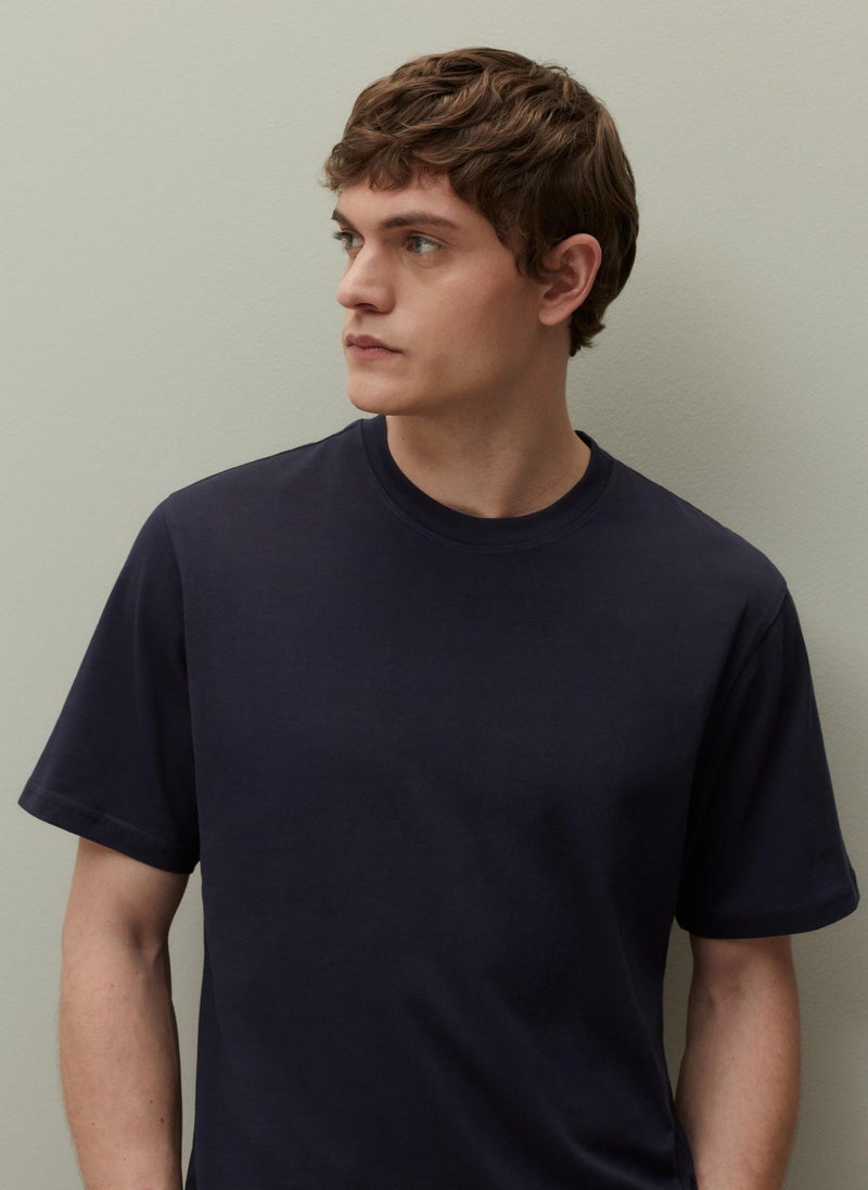 Ovs Piombo Supima Cotton T-Shirt With Round Neck