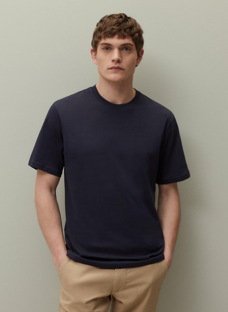 Ovs Piombo Supima Cotton T-Shirt With Round Neck