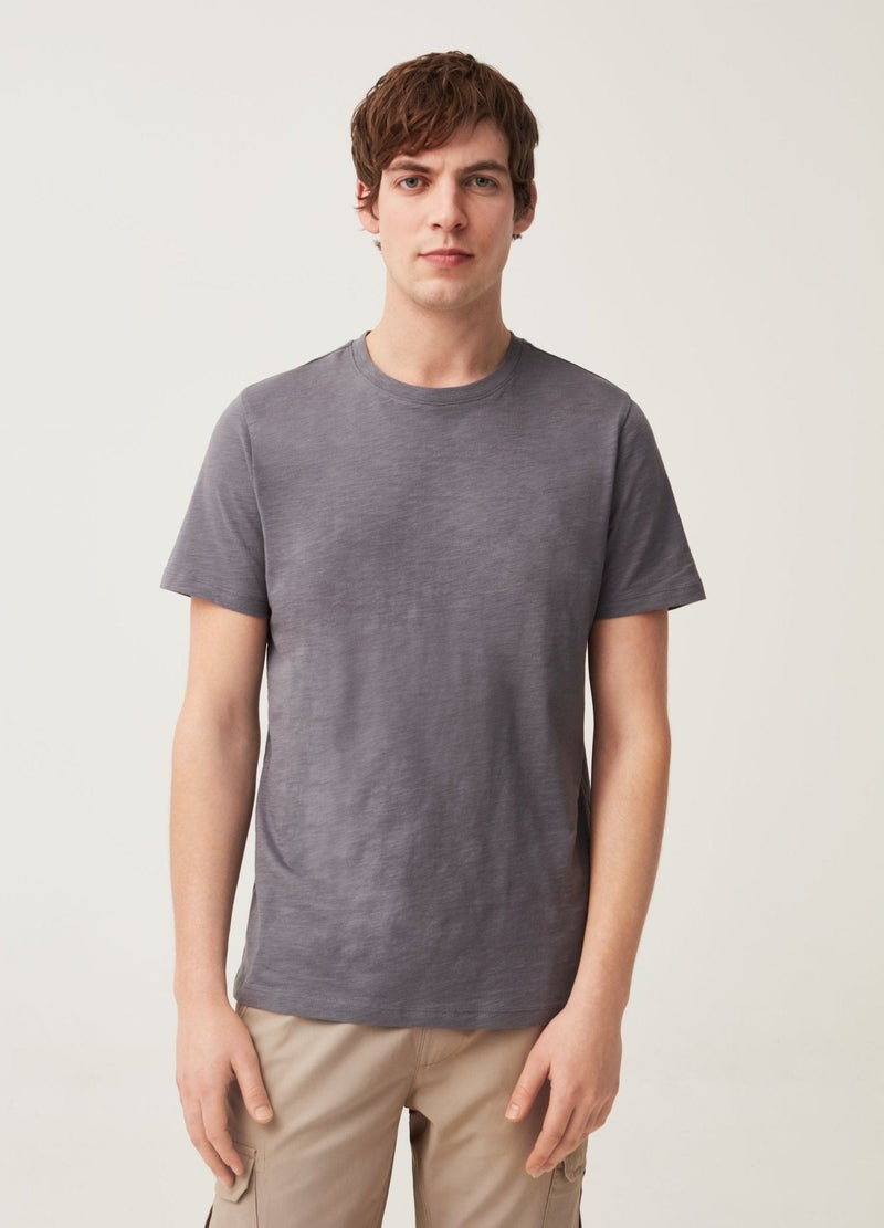 Ovs Round-Neck T-Shirt In Jersey Slub