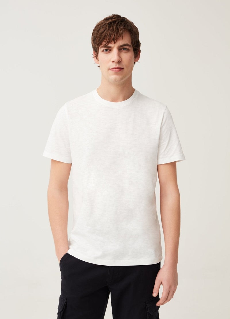 Ovs Round-Neck T-Shirt In Jersey Slub