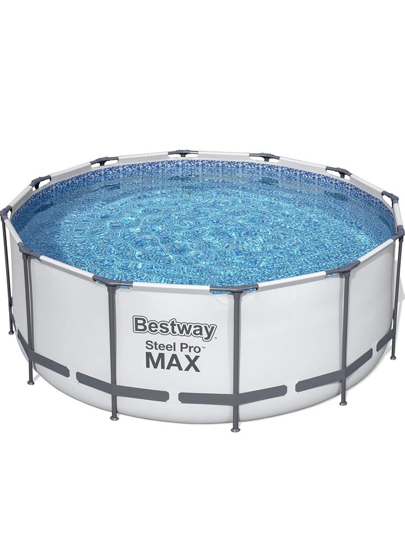 Bestway Steel Pro MAX Frame Pool Set with Filter Pump, Diameter 366 x 100 cm, Light Grey, Round