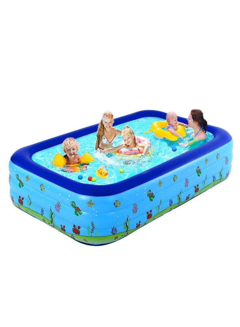 Inflatable Swimming Pool Kiddie Pool Large Size Blow Up Swimming Pool for Family Adults Kids Toddler Giant Rectangle Lounge With Pump include for Indoor Outdoor Backyard Ground  (130 X 90 X 40CM)