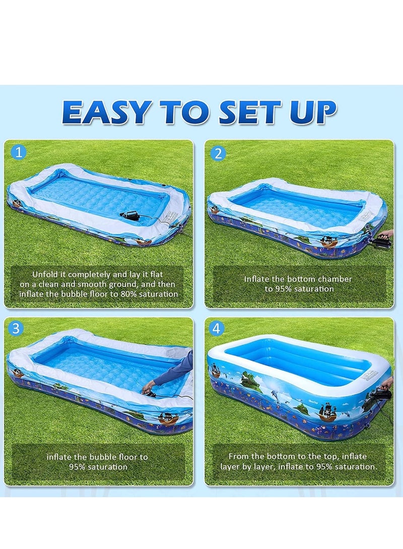 Inflatable Swimming Pool Kiddie Pool Large Size Blow Up Swimming Pool for Family Adults Kids Toddler Giant Rectangle Lounge With Pump include for Indoor Outdoor Backyard Ground  (130 X 90 X 40CM)