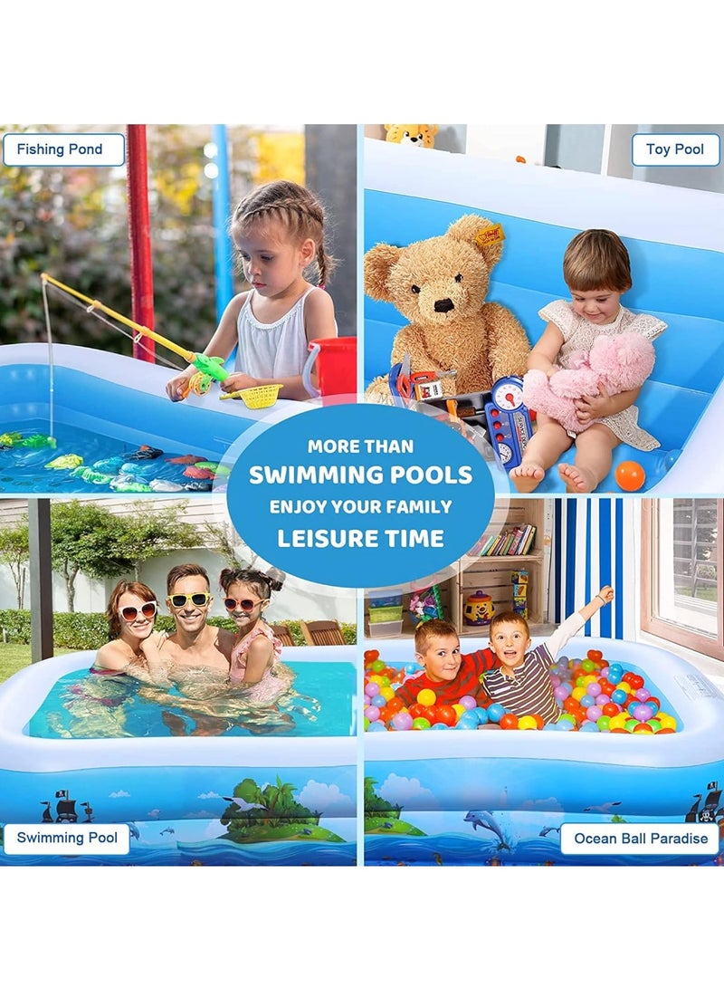 Inflatable Swimming Pool Kiddie Pool Large Size Blow Up Swimming Pool for Family Adults Kids Toddler Giant Rectangle Lounge With Pump include for Indoor Outdoor Backyard Ground  (130 X 90 X 40CM)