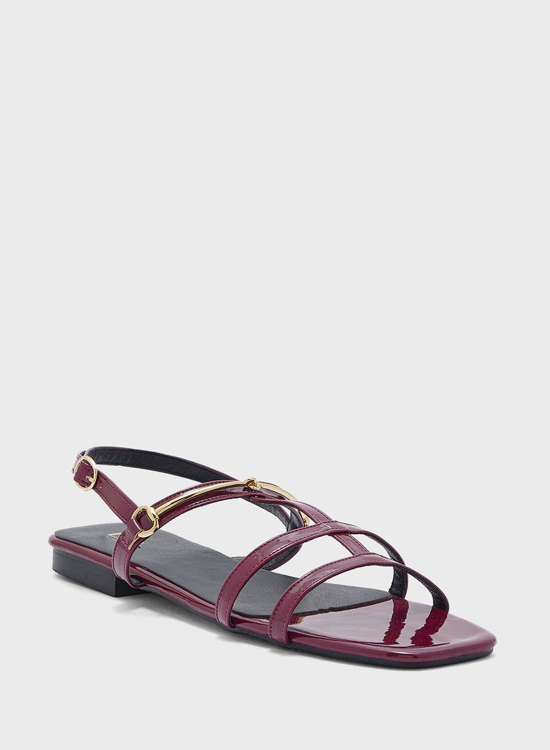 Metal Trim Detail Backstrap Sandal