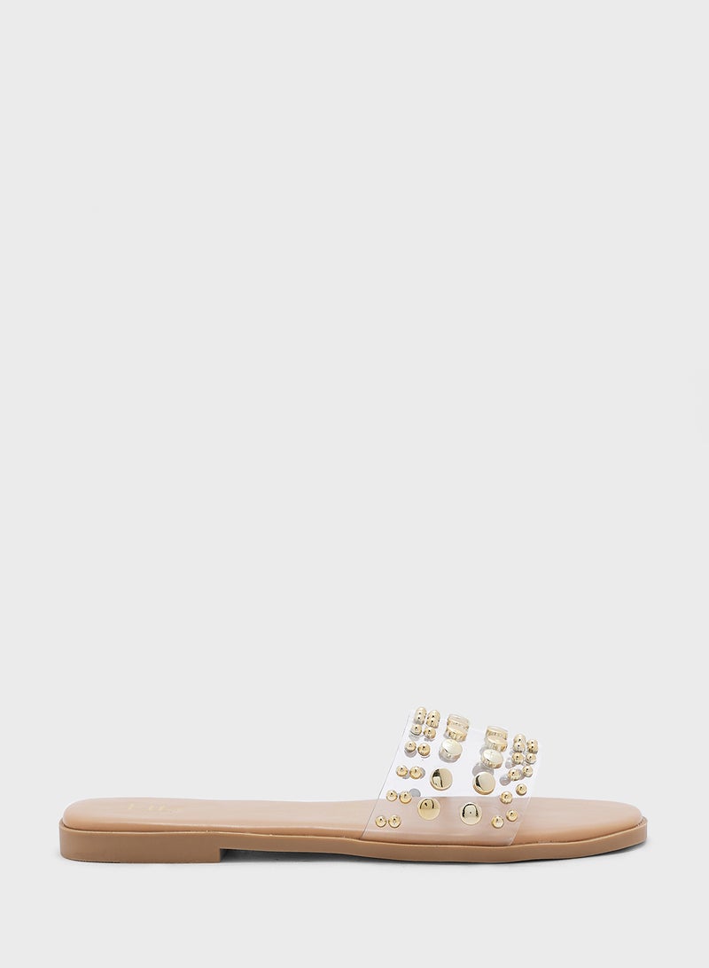 Clear Strap Stud Sandal