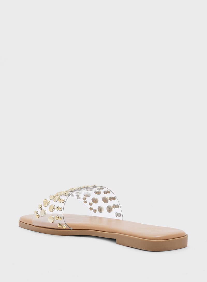 Clear Strap Stud Sandal