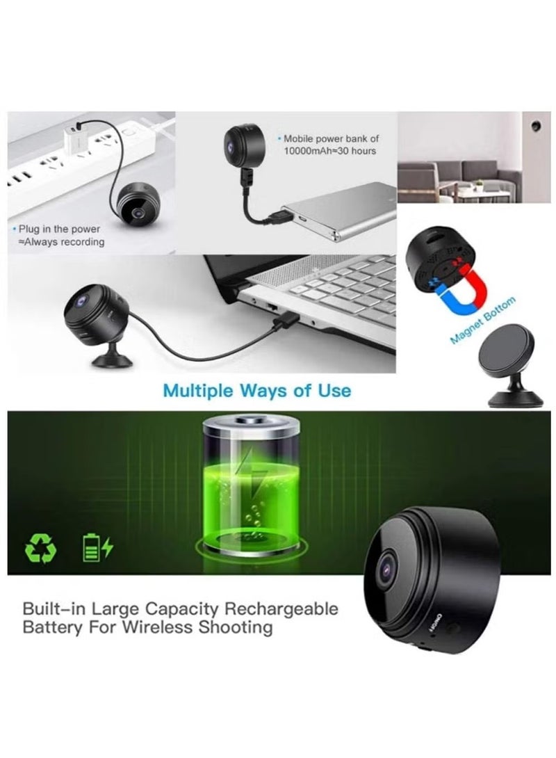 WiFi Mini Magnetic Wireless Spy Hidden HD 1080P Small Portable Round Camera, Indoor Security Camera, Motion Detection, Instant Notifications Night Vision Camera