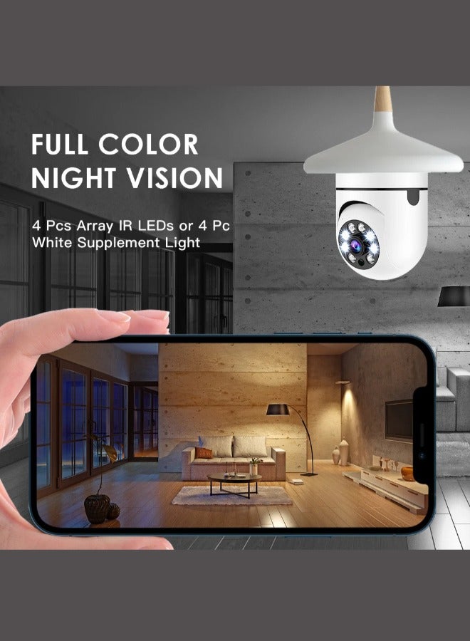 (Pack of 3) Wifi Surveillance Light Bulb Camera Full Color Night Vision Automatic Human Tracking Zoom Indoor Security Monitor