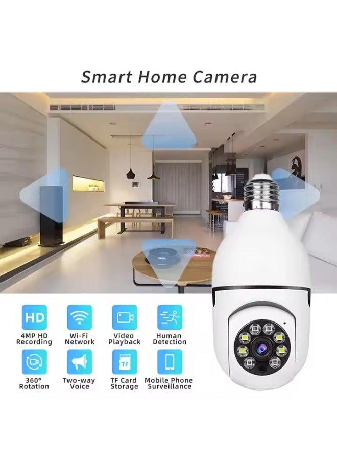 (Pack of 3) Wifi Surveillance Light Bulb Camera Full Color Night Vision Automatic Human Tracking Zoom Indoor Security Monitor