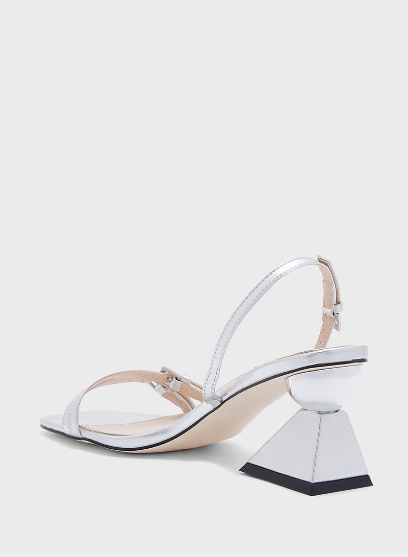 Interest Heel Back Strap Heel Sandal