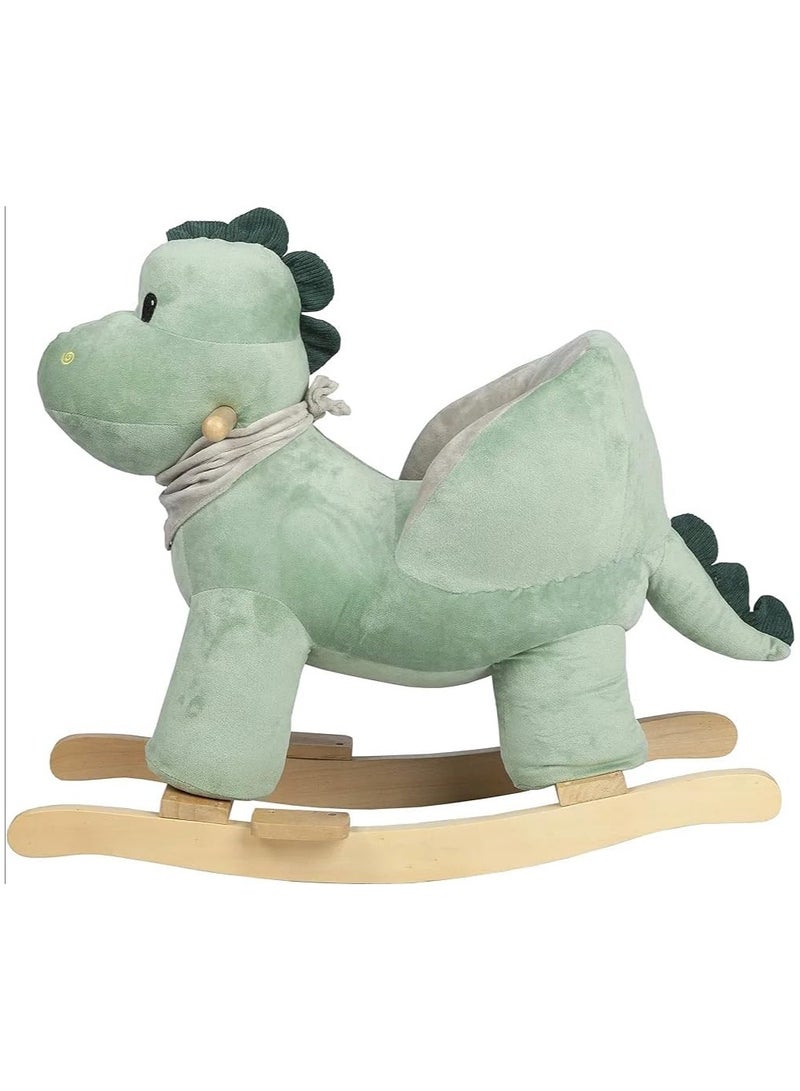 Rocking Horse Wooden Dinosaur with Chair Green Color