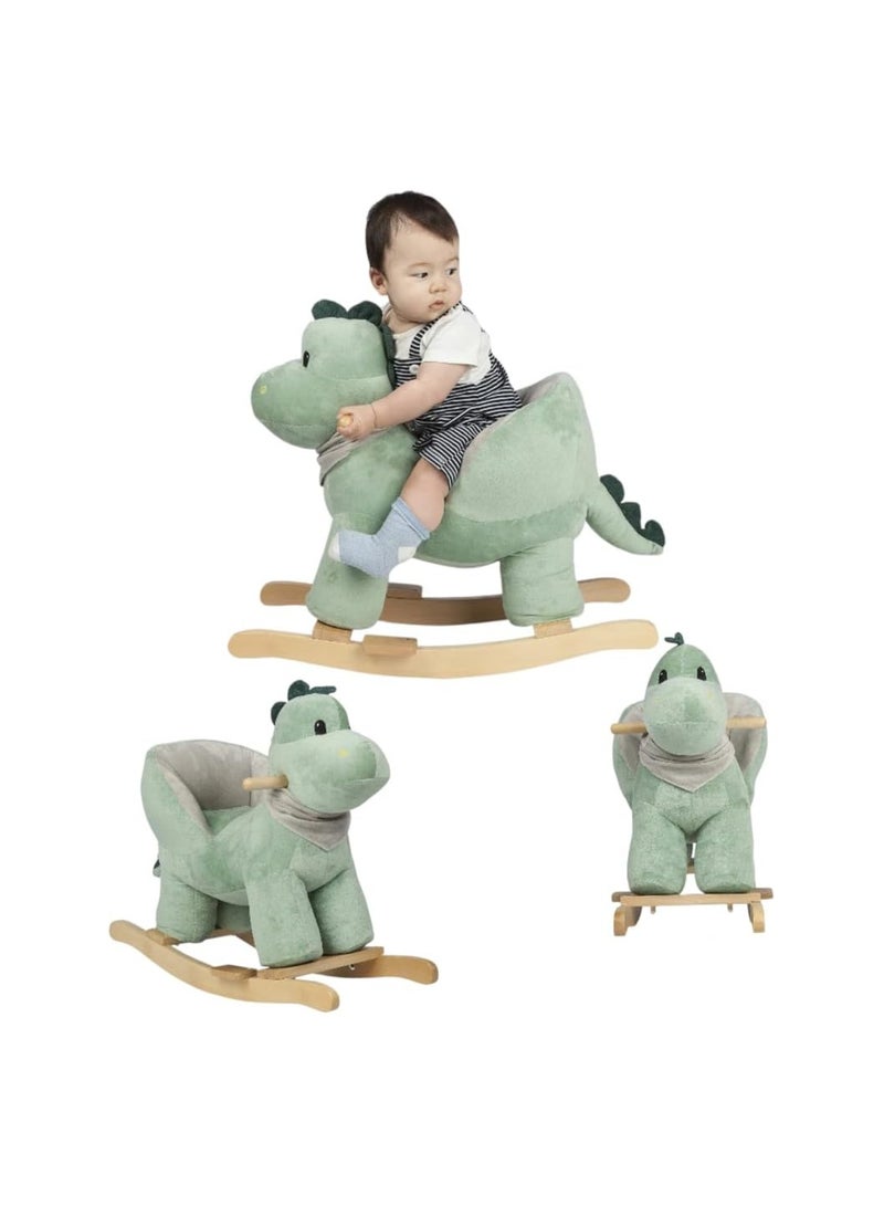 Rocking Horse Wooden Dinosaur with Chair Green Color