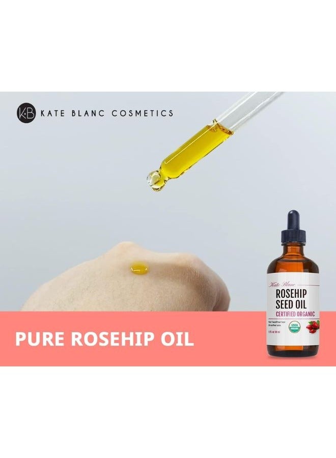 Rosehip Oil (1oz) by USDA Certified Organic, 100% Pure, Cold Pressed, Unrefined. Reduce Acne Scars