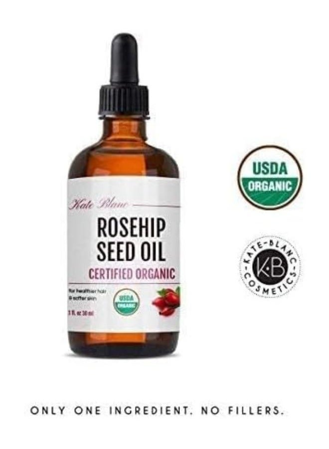 Rosehip Oil (1oz) by USDA Certified Organic, 100% Pure, Cold Pressed, Unrefined. Reduce Acne Scars